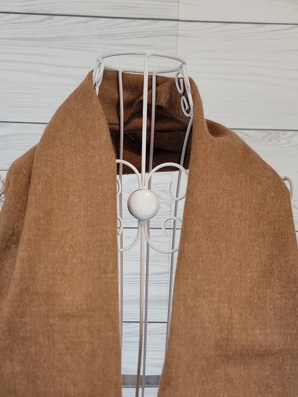 Latimports Hand Loomed Wool Scarf Made In Chili Vintage 60s -Brown Tan 100% Wool